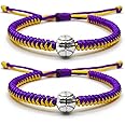 MANYC Basketball Bracelets Adjustable for Boys, Girls, and Adults Handmade Gifts for Basketball Players (Yellow purple 2PCS)