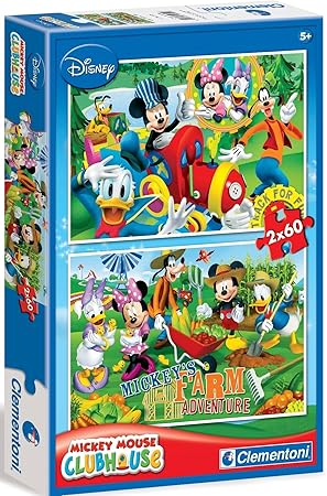 Mickey Mouse - Puzzle de 2 x 60 Piezas (Clementoni 071067): Amazon.es: Juguetes y juegos