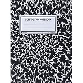 Unruled Composition Notebook: 100 unruled pages [50 sheets], 7.5" x 9.25, black marble, composition style cover, perfect bound notebook. (Arune Composition Books)