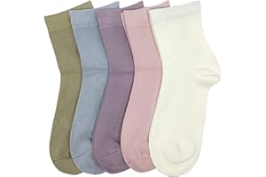 SERISIMPLE Women Thin Viscose Bamboo Socks Crew Lightweight Above Ankle Casual Dress Sock For Ladies Bootie Trouser 5 Pairs