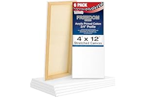 U.S. Art Supply 4 x 12 inch Stretched Canvas for Painting, 12oz Triple Primed, 6-Pack - Professional Artist Quality White Blank 3/4" Profile, 100% Cotton, Heavy-Weight Gesso - Acrylic Pouring, Oil