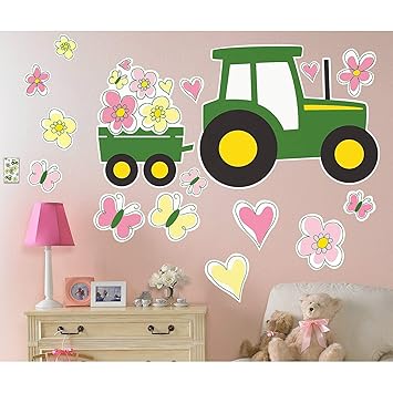 Party Destination John Deere Room Decorations Girl Tractor Pink Wall Decal Sticker Clings