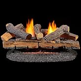 Duluth Forge DLS-30R-1 Dual Fuel Ventless Fireplace Logs Set with Remote Control, Use with Natural Gas or Liquid Propane, 33000 BTU, Split Red Oak, 30 Inches