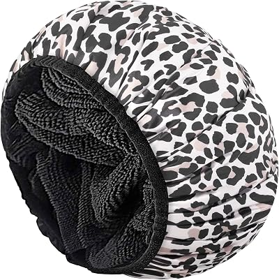 Aquior Extra Large Triple Shower Cap Leopard 100% Waterproof Reusable