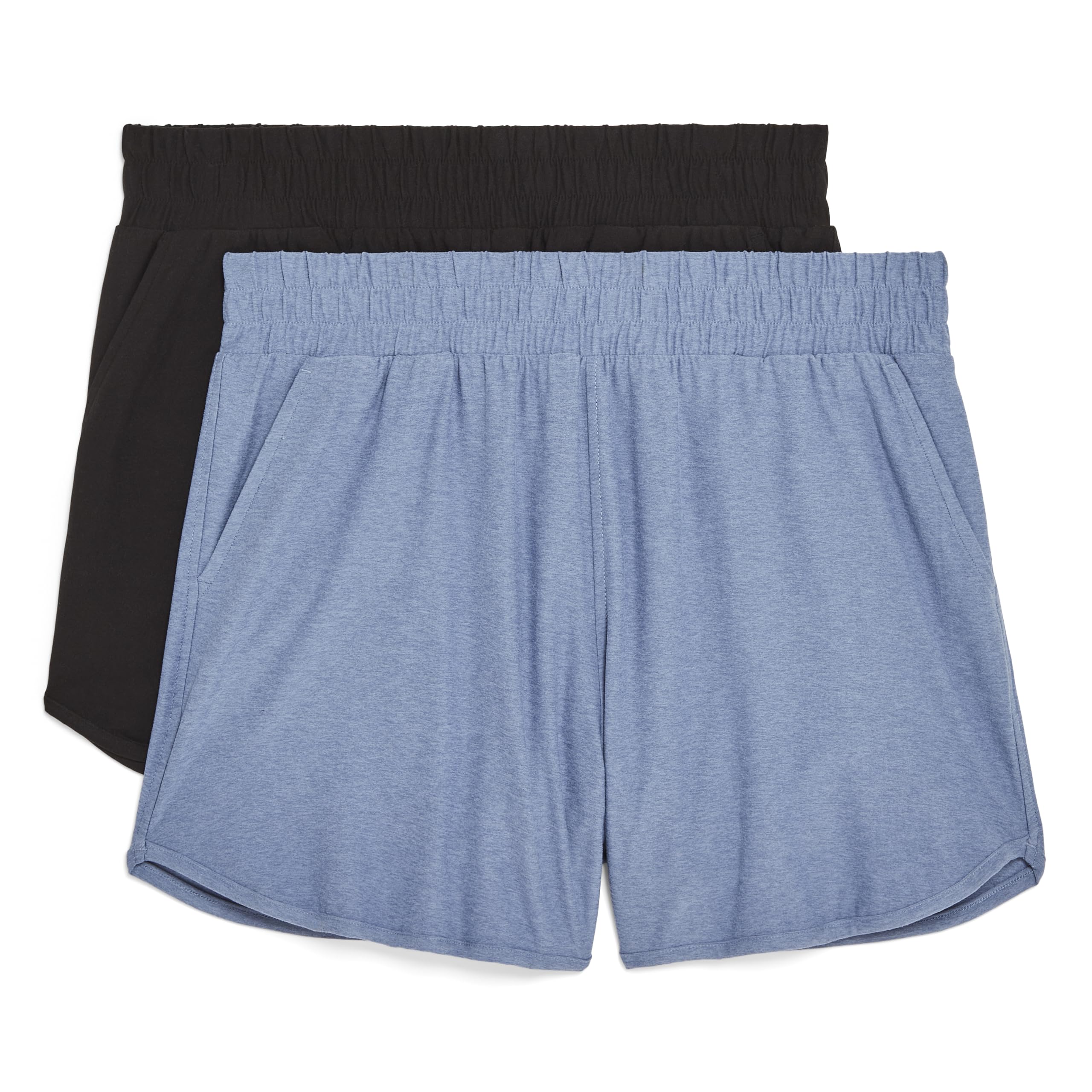 Photo 1 of Danskin Women's 2 Pack Super Soft Tulip Hem Shorts, Infinity Heather/Black Salt