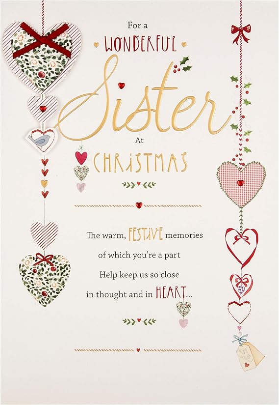 Christmas Card for Sister from Hallmark Classic Design with Heartfelt