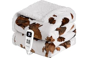 blunique Heated Blanket Throw Blanket – Fast Heating Blanket with 10 Heat Settings & 4 Timer Options, Cozy Soft Fleece Sherpa, Washable, Warm Gifts for Grandma
