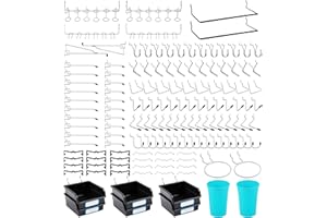 FRIMOONY Pegboard Hooks, with Bins, Peg Locks, for Organizing Various Tools, 204 PCS, 80 of Which are Locks