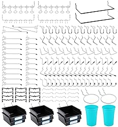 FRIMOONY Pegboard Hooks, with Bins, Peg Locks, for