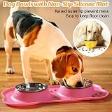 Hubulk Pet 2 Stainless Steel Bowls with No Spill Silicone Mat Pink S view 6