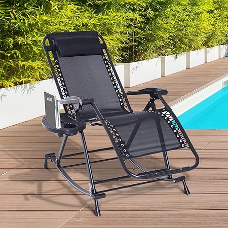 Amazon Com Festnight Outdoor Patio Folding Zero Gravity Rocking