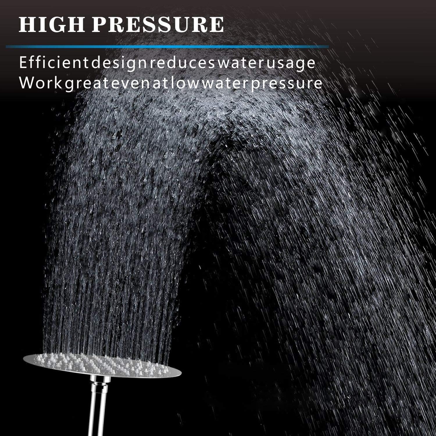 Voolan 8” High Pressure Rain Shower Head, 304 Stainless Steel Round Rainfall Shower Heads - Image 3