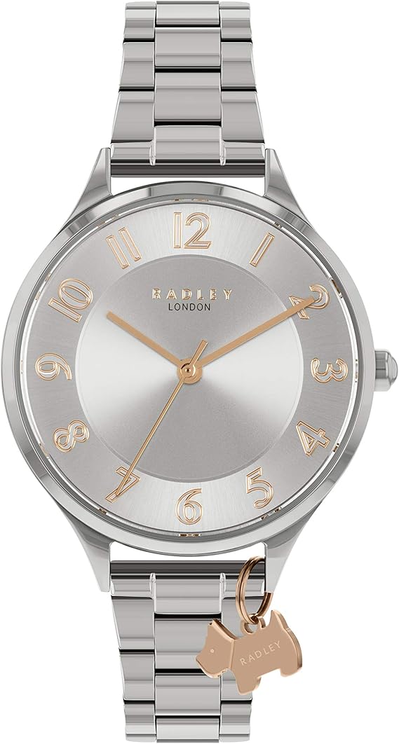 Radley Saxon Road Ladies Silver Stainless Steel Bracelet Over Sized Number Charm Watch Ry4507 Amazon Co Uk Watches