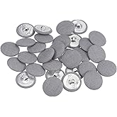 HARFINGTON 30pcs 40L Fabric Cloth Covered Button 25mm Metal Shank Round Sewing Buttons for Suits Dress Blouses, Grey