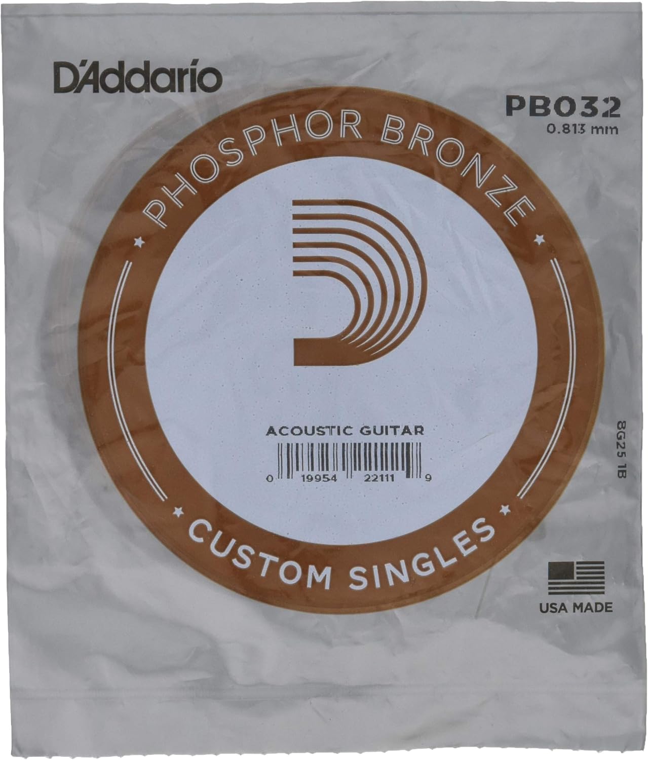 D'Addario PB032 .032 Phosphor Bronze Wound for Acoustic Guitar Single String, 032 gauge