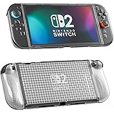 FUNDIARY Clear Protective Skins for Nintendo Switch 2 Shell PC Hard Skin Case Protector Switch 2 Transparent Plaid Shells Cover Grips Controller Accessories Gifts for Chrismas - Not Easy to Fall Off