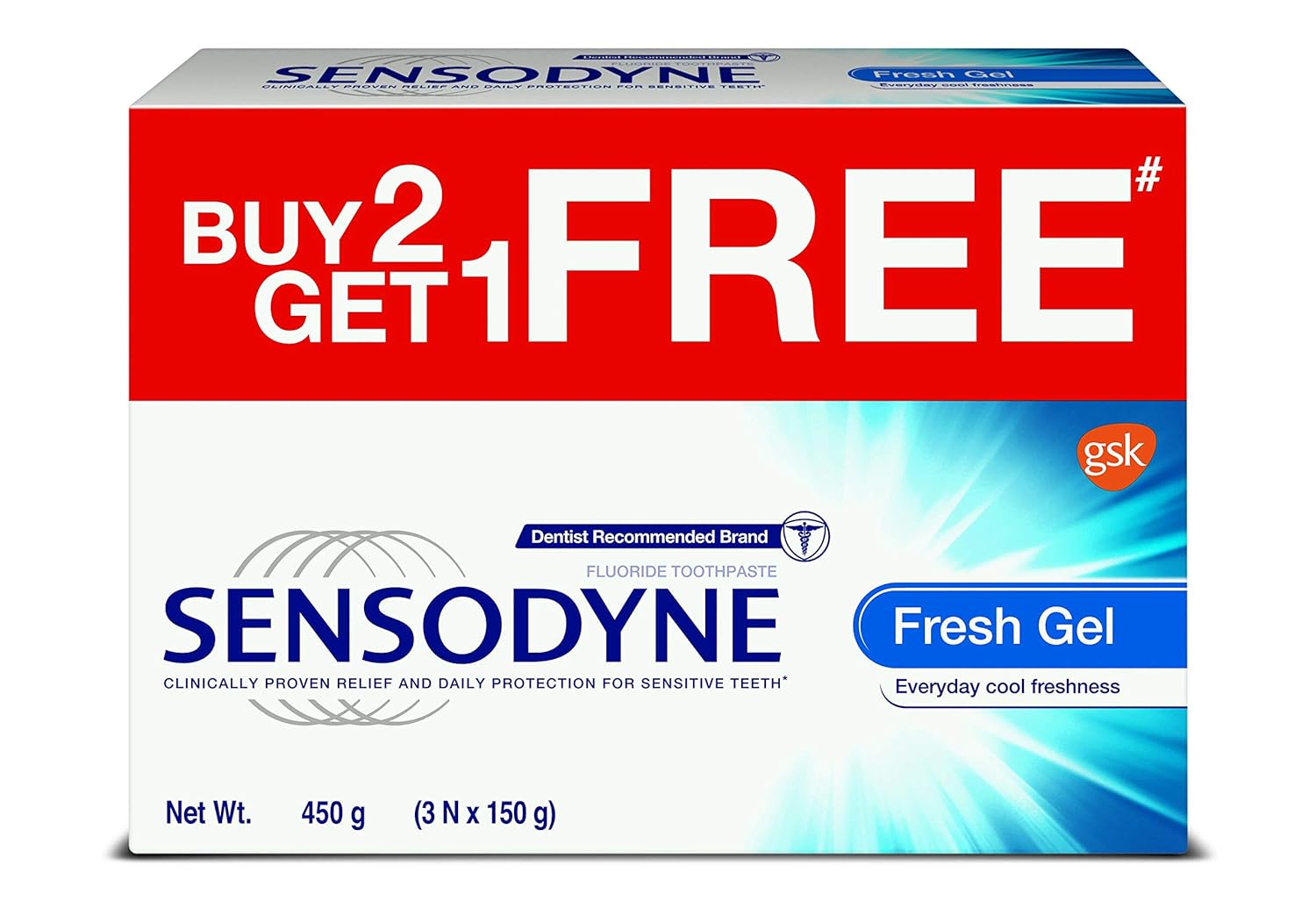 Buy Sensodyne Sensitive Toothpaste Combi Pack 150 g (Fresh Gel, Buy 2