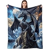 Lifeella Black Dragon Throw Blanket, Dark Fantasy Mythical Super Soft Warm Flannel Fleece Nap Blankets for Couch Dorm Chair Sofa Room, 50×60 inch