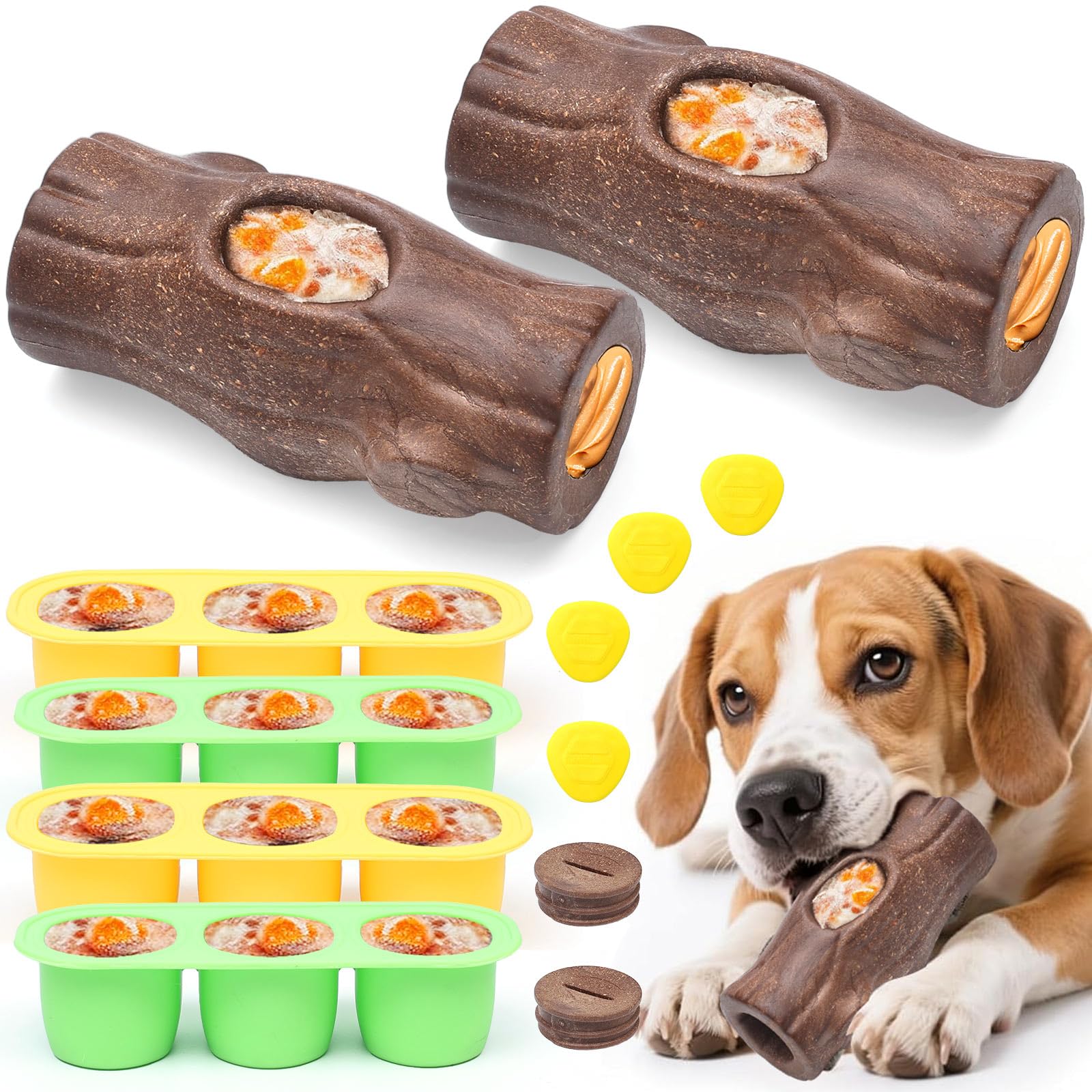Photo 1 of ClariVora 2 Pack Dog Toys for Aggressive Chewers, Interactive Indestructible Dog Toys to Keep Them Busy, Durable Dog Frozen Treat Toy for Large & Medium Dogs, Reduces Anxiety & Extends Playtime, Brown