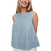 Xiaoxuemeng Womens Denim Top Y2K Sleeveless Jean Tank Tops for Women Crewneck Loose Fit Denim Tank Tops