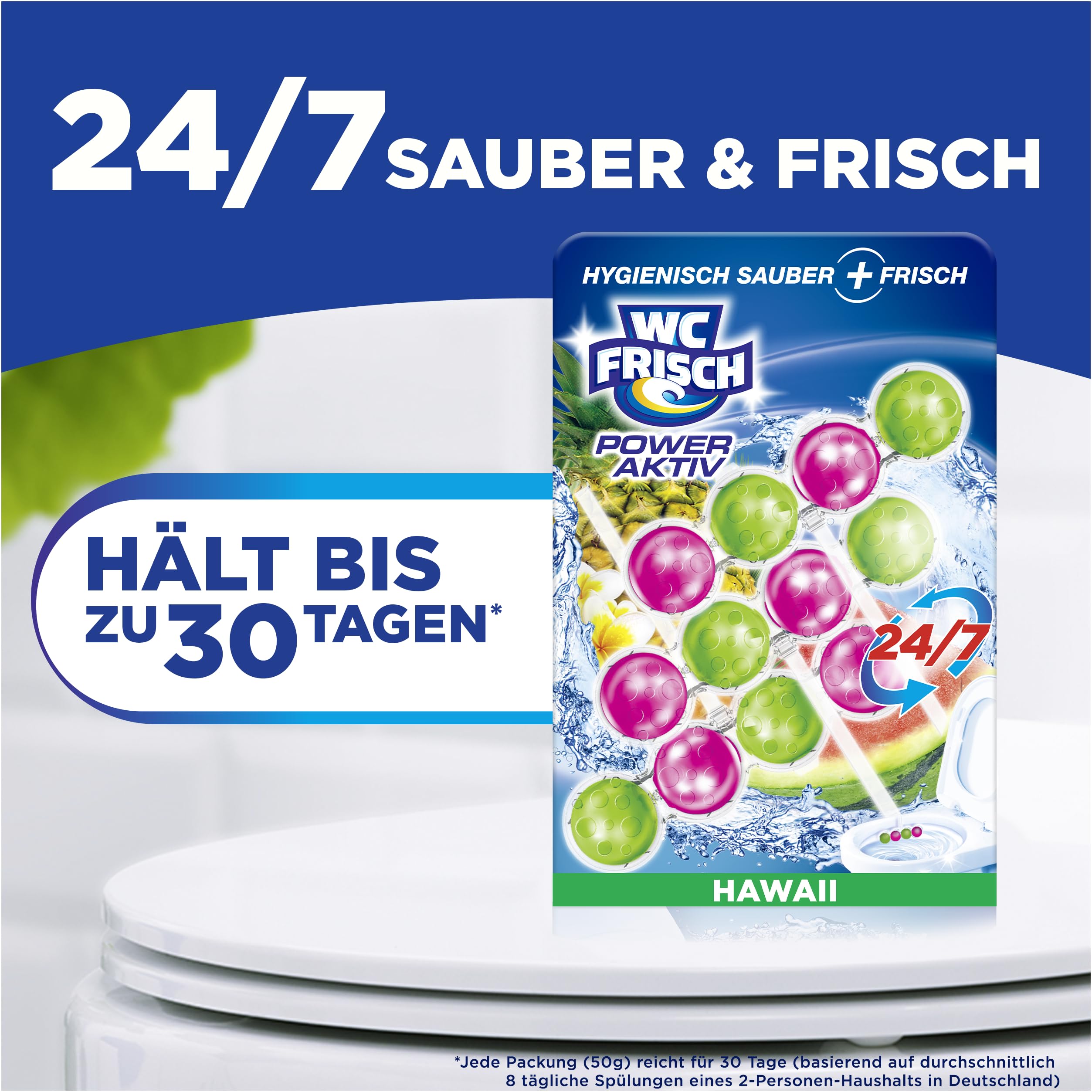 WC FRISCH Kraft Aktiv Duftspüler Hawaii (150 g), WC Reiniger für Reinigung bei jeder Spülung, Duftsteine für langanhaltend frischen Duft, + 50 Prozent Anti-Kalk Effekt* 7