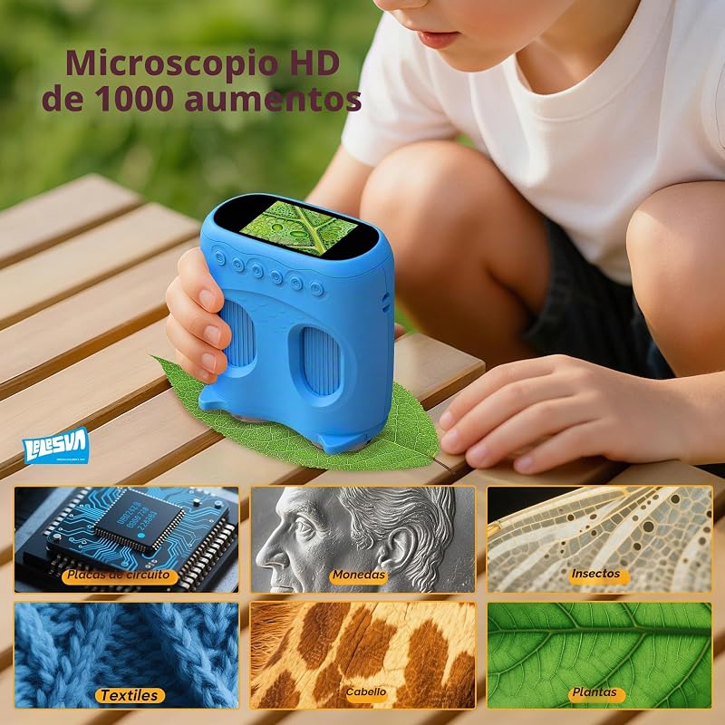 Microscópio e Telescópio 2 em 1, Mini Microscópios Portáteis de Bolso 1000X, Telescópio de 1000m para Crianças, Telescópios Infantis com 1920P, Brinquedos Científicos de Grande Atividade STEM