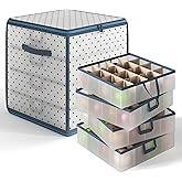 Hearth & Harbor Christmas Ornament Storage Box With 4 Inner Tray Dividers - Plastic Ornament Storage Container For 64 Holiday Ornaments or Decorations