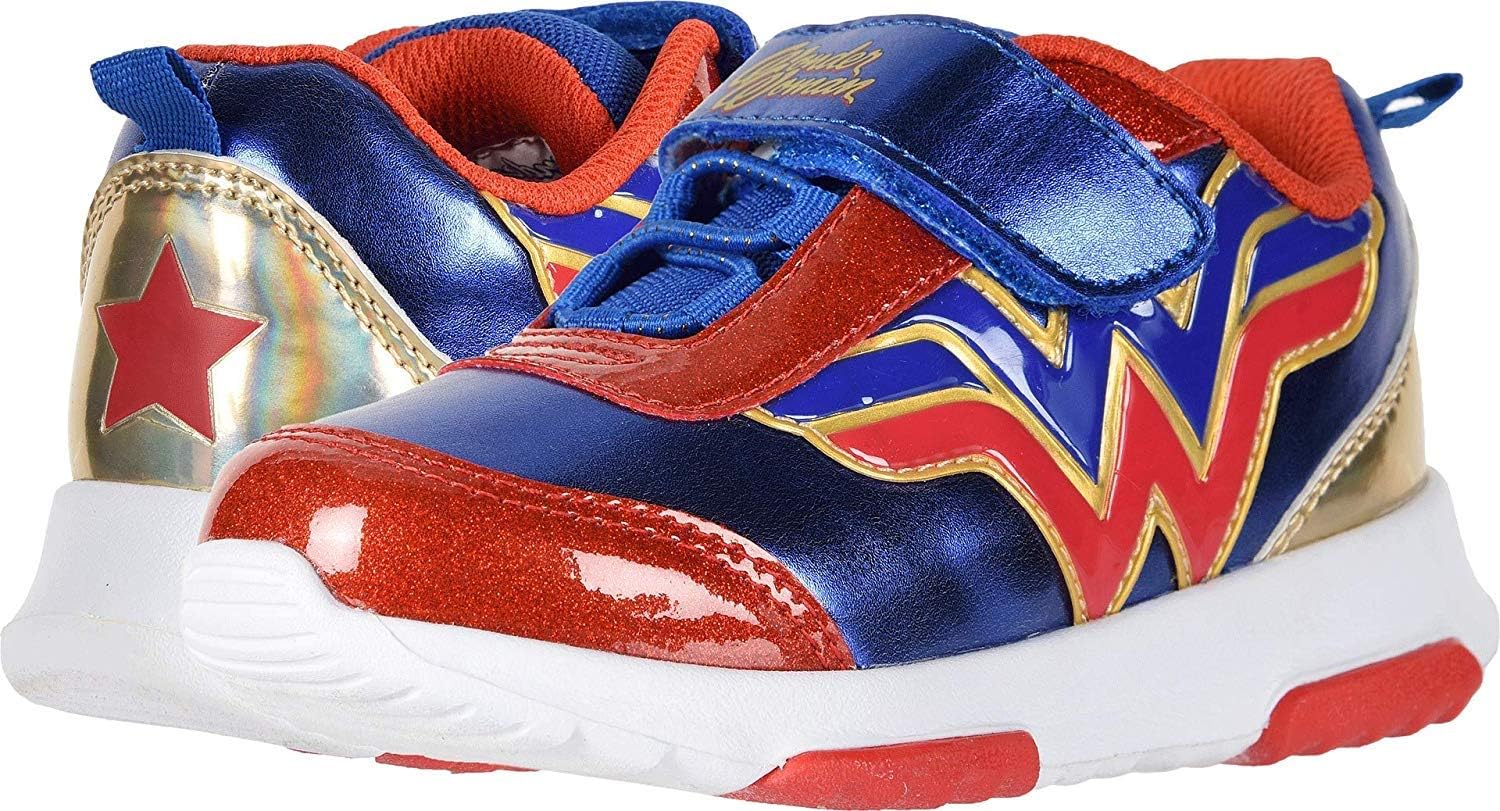 Wonder Woman Girl's Athletic Shoes with Premium Lights (Toddler/Little Kid) Blue