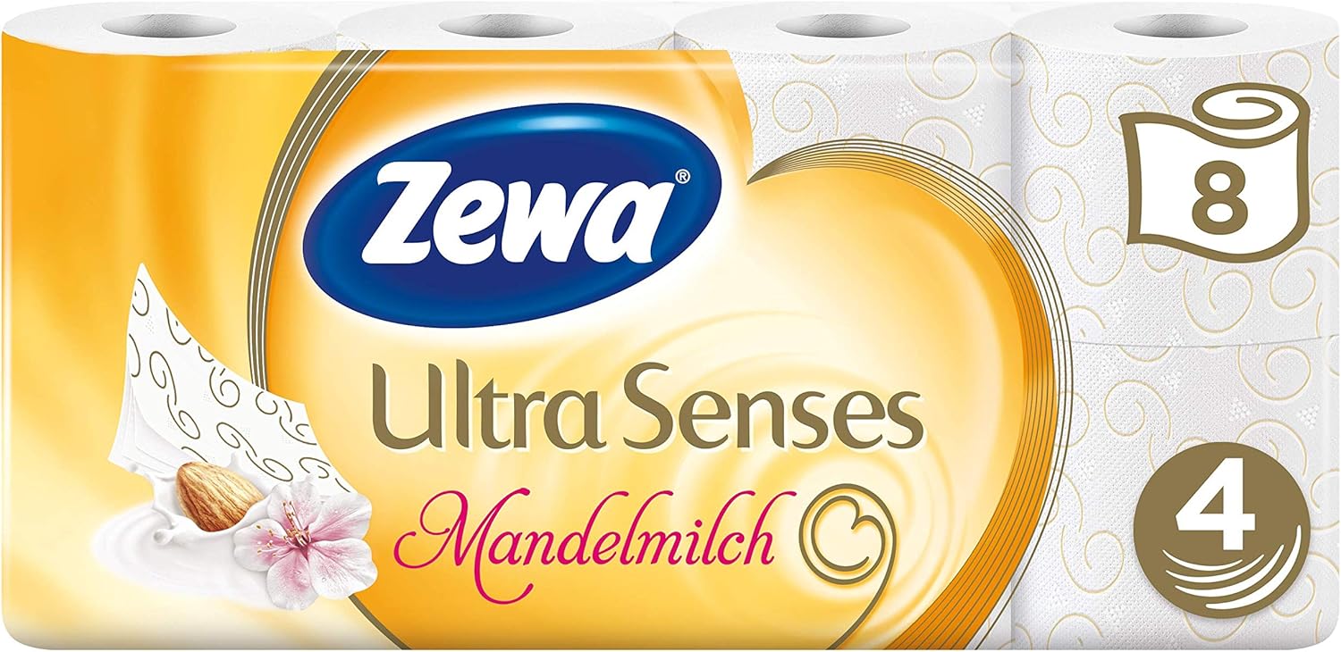 Zewa Deluxe Mandelmilch Toilettenpapier 4-lagig (8 Rollen x je 135 Blatt): Amazon.de: Drogerie & Körperpflege - 