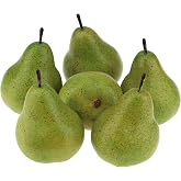 Gresorth 6 Pcs Fake Green Pear Decoration Faux Pears Artificial Fruit | Artificial Green Pears, Realistic Faux Fruits, Look Real Pear, for Home Party Holiday Christmas Display