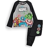 Marvel Avengers Boys Pajama Set | Kids Grey & Black Superhero Long Sleeve Long Leg Graphic PJs | Film Movie Merchandise Gift