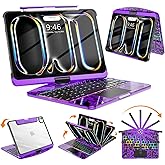 SIBEITU Keyboard Case for iPad Pro 11 Inch (M5 2025 / M4 2024), 360 Rotatable iPad Pro 11 Clear Cover with Multi-Touch Trackpad, 7-Color Backlight & 3 Brightness, High-Tech Visible PCB Design, Purple