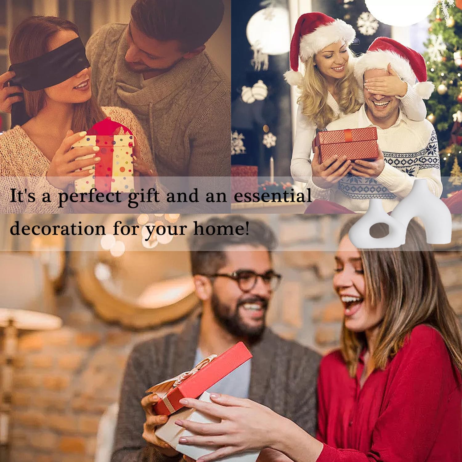 CEMABT White Ceramic Vase Set of 2 for Modern Minimalist Bohemian Decor，Round Matte Donut Vases for Pampas Grass-Perfect for Living Room, Dining Table, Office Bedroom Shelf Decor Entryway, Console - Image 7