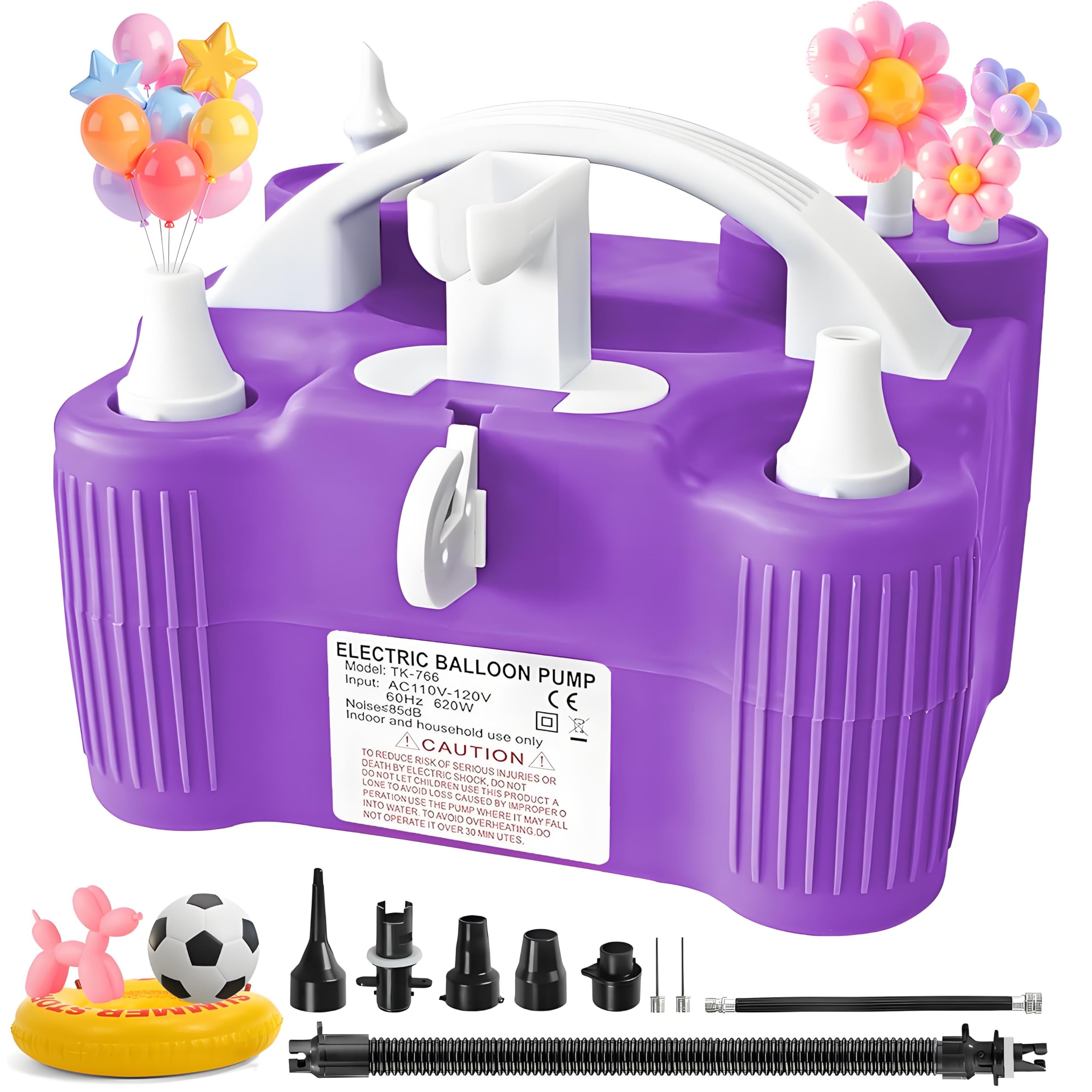 Photo 1 of Balloon Pump Electric, 4-in-1 Portable Dual Nozzle 600W Air Pump for Balloons, High Power Balloon Blower for Latex 260q Foil Mylar Balloon Inflation Pool Floats Basketball