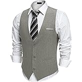 COOFANDY Men's Suit Vest V-Neck Casual Business Vests Lightweight Slim Fit Formal Dress Waistcoat for Wedding Party