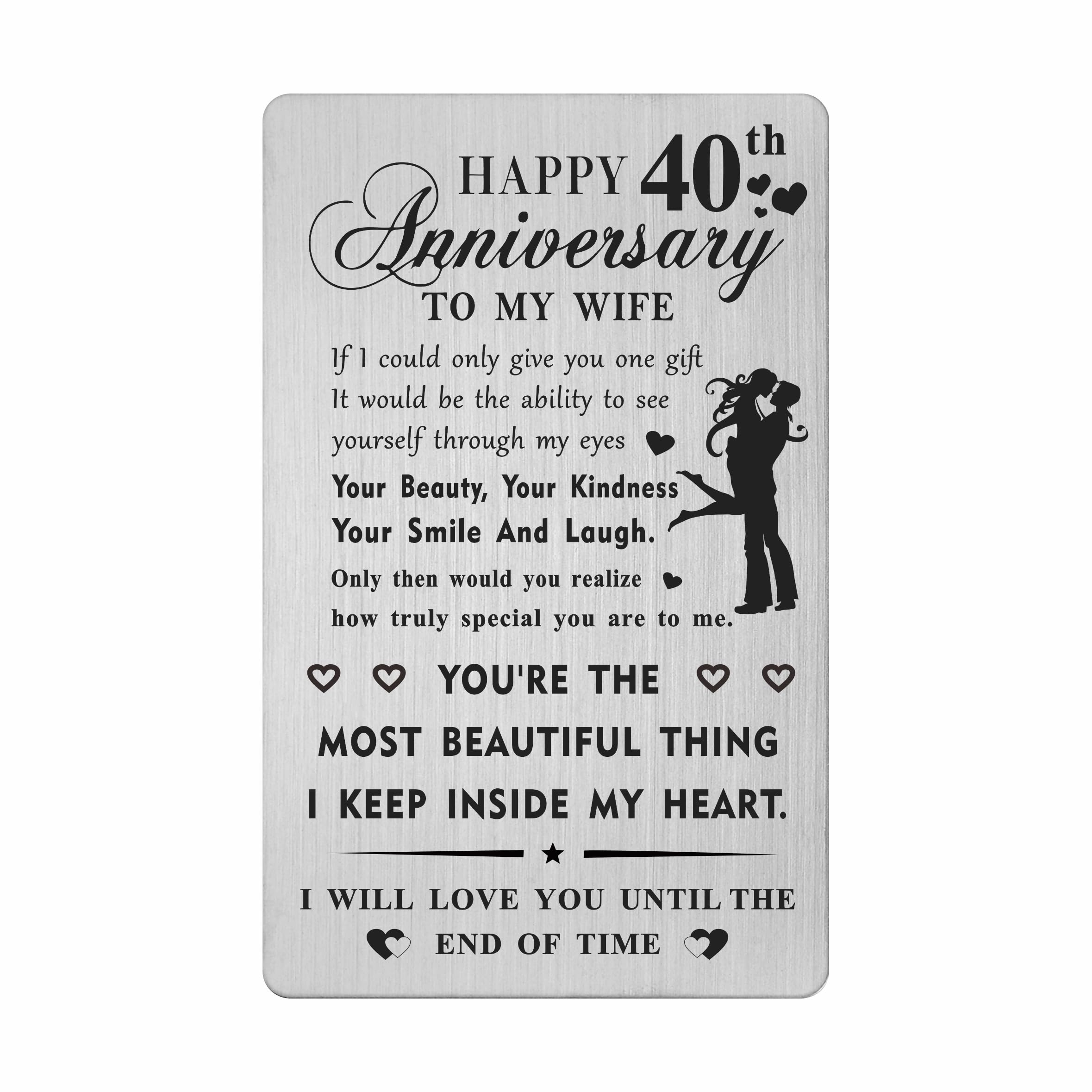 HYHYDHP 40th Wedding Anniversary Card Gifts for Wife - Happy 40 Year Anniversary Card for Her Women