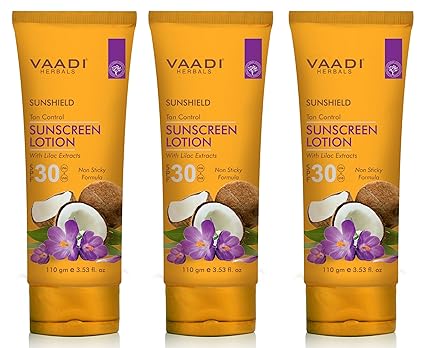 Vaadi Herbals Sunscreen Lotion SPF-30, 110g (Pack of 3)