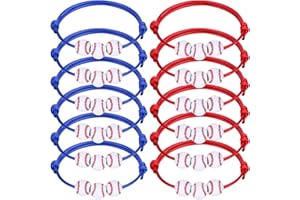 ZELARO 12Pcs Baseball Charm Bracelets Baseball Party Favors Baseball Beads Red Blue Adjustable Inspirational Sports Baseball Bracelet for Women Teen Birthday Party Mardi Gras Graduation Gifts for Team