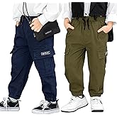 MINI PANDA Toddler Boy Pants, Little Boys 2-Pack Pull On Pants