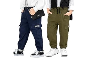 MINI PANDA Toddler Boy Pants, Little Boys 2-Pack Pull On Pants