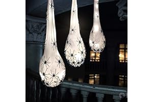 Kiddokids Premade 3 Large Halloween Decoration Light-up Spider Hanging Egg Sacs (33.5") for Sacks Props Indoor Outdoor Décor (No Assembly Needed)