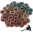 AOKLIT 90Pcs Die Grinder Sanding Disc Fine Medium Coarse Quick Change Sanding Disc with a 1/4 Inch Holder for 2 Inch Sanding 