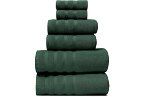 Hearth & Harbor Bath Towels for Bathroom - 100% Ring Spun Cotton Luxury Bathroom Towels - Soft & Highly Absorbent Bath Towels Set, 6 Piece Set, Hunter Green