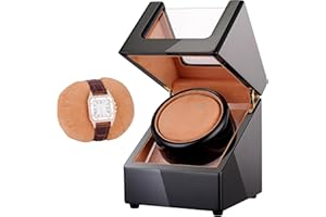 Lenway Watch Winder Super Quiet， Automatic Watch Winder Four Rotation Modes，Watch Winder Box with Led Light， High-End Piano P