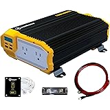 KRIËGER 1100 Watt 12V Power Inverter Dual 110V AC Outlets, Installation Kit Included, Automotive Back Up Power Supply For Ble