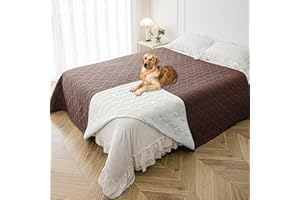 Tuffeel Waterproof Dog Blanket, 82x102 inches Pet Couch Covers for Sofa, Bed Furniture Protector from Dogs Washable and Reversible-Chocolate+Cream