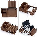 Dark Wood Multi Device Organizer for using with Multiple USB Charging Station like Anker, RAVPower, Poweradd USB chargers for Smartphones and Tablets without charger