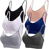 BQTQ 6 Pcs V Neck Bralettes for Women Padded Bralette with Straps Seamless Bra
