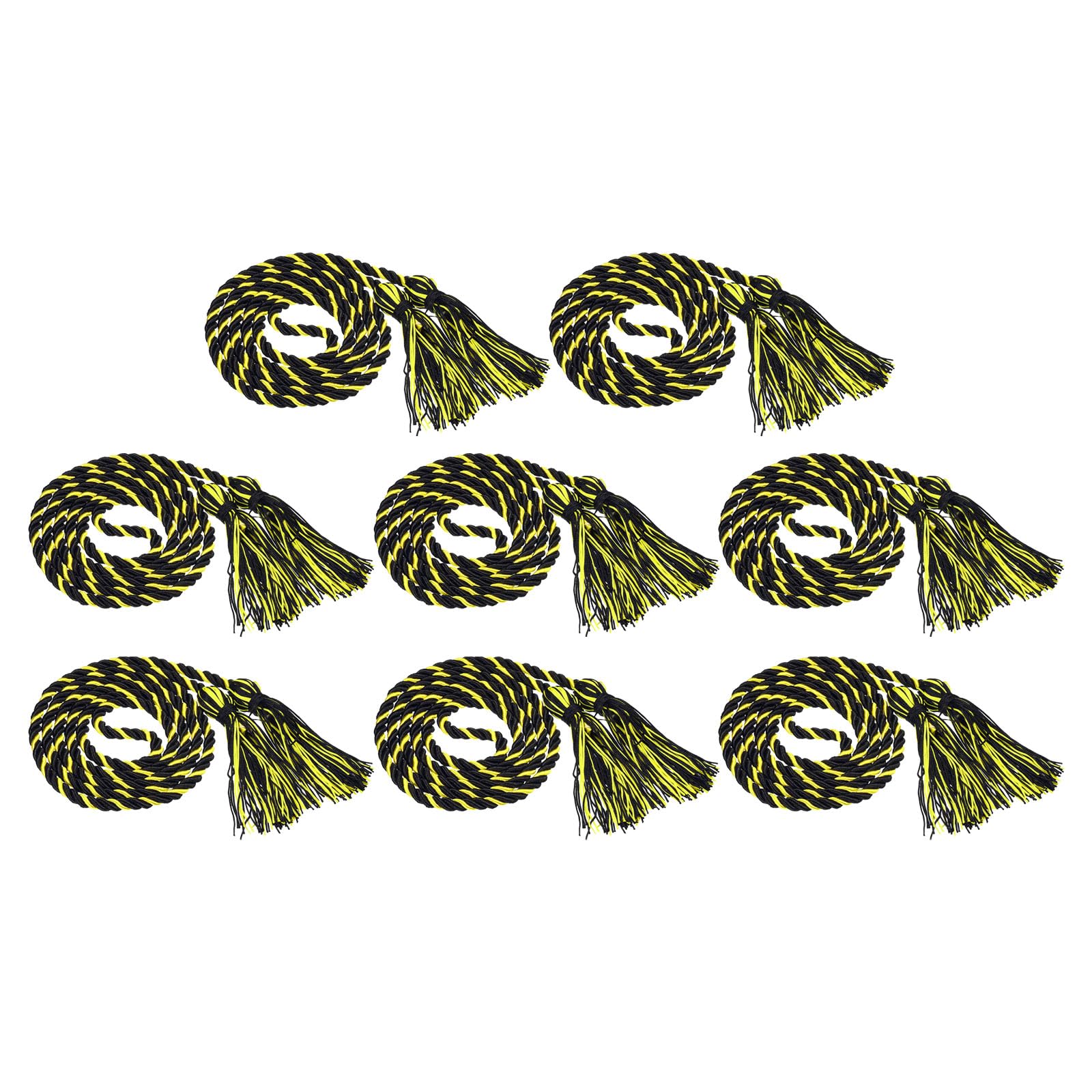 PATIKIL 67inch Graduation Honor Cords, 8Pcs Graduation Cords Tassel Graduation Ropes Bright Color DIY for National-Honor-Society, Black Gold