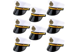 SGBETTER 8 Pieces Captain Hats Adjustable White Sailors Navy Marine Admiral Caps for Yacht Theme Party Costume Accessory